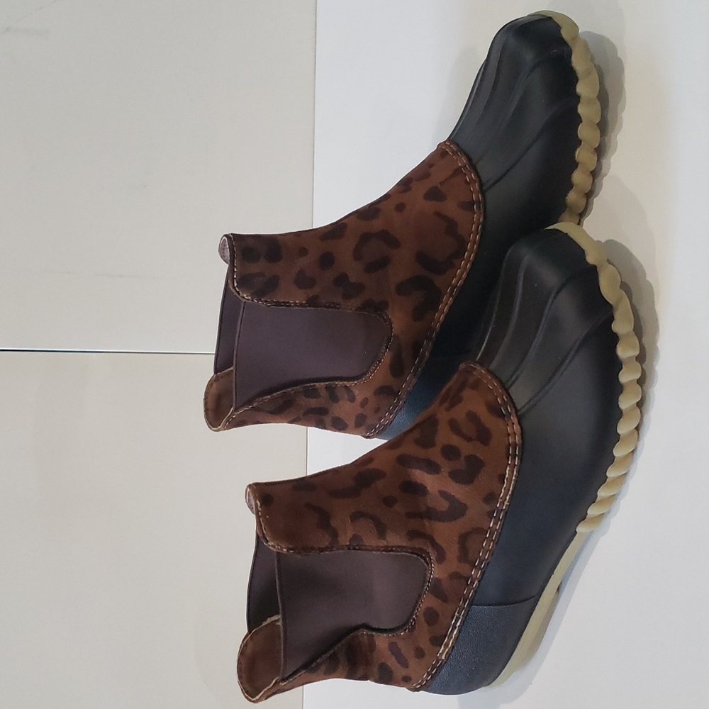 Girls Duck Boots - Dark Brown/Leopard
